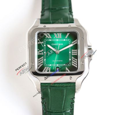 TW Factory Clone Cartier Santos Gradient Green Dial Watch Swiss 9015 Movement 